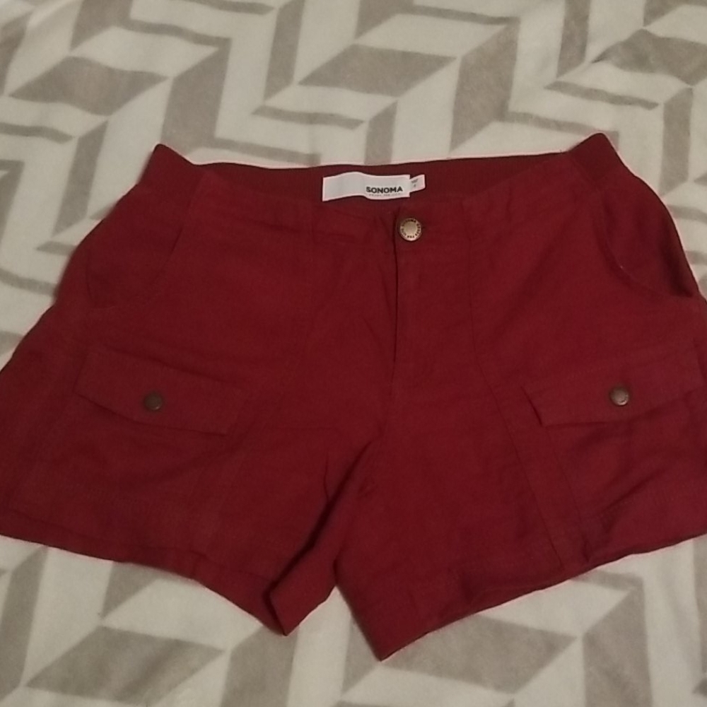 Linen/Rayon Burgundy Shorts